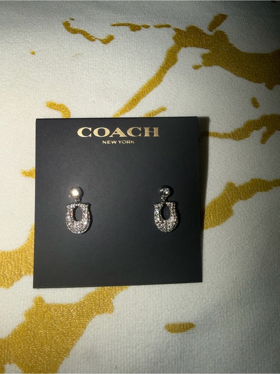 Coach Jewelry - COACH Crystal Pave Silver-Tone Logo Stud Earrings